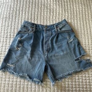Free People Blue Jean Shorts Distressed Cut-Offs